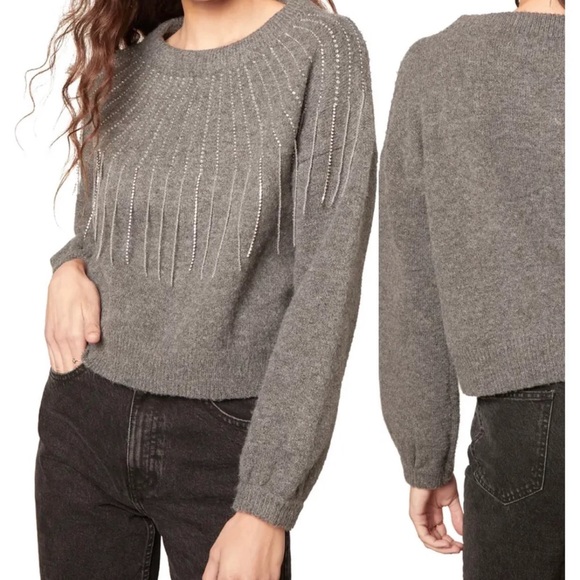 BB Dakota If You Fancy Embellished Gray sweater with rhinestones NWT size Small - Picture 4 of 4
